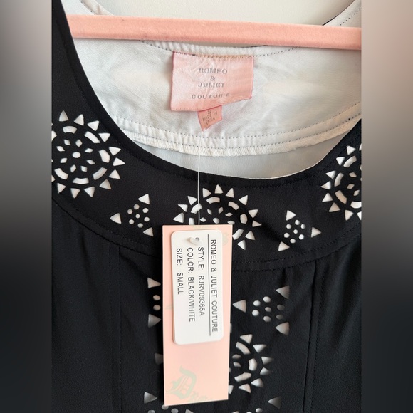 Romeo & Juliet Couture NWT Black Laser Cut Shift Dress Small Lined - Picture 2 of 5